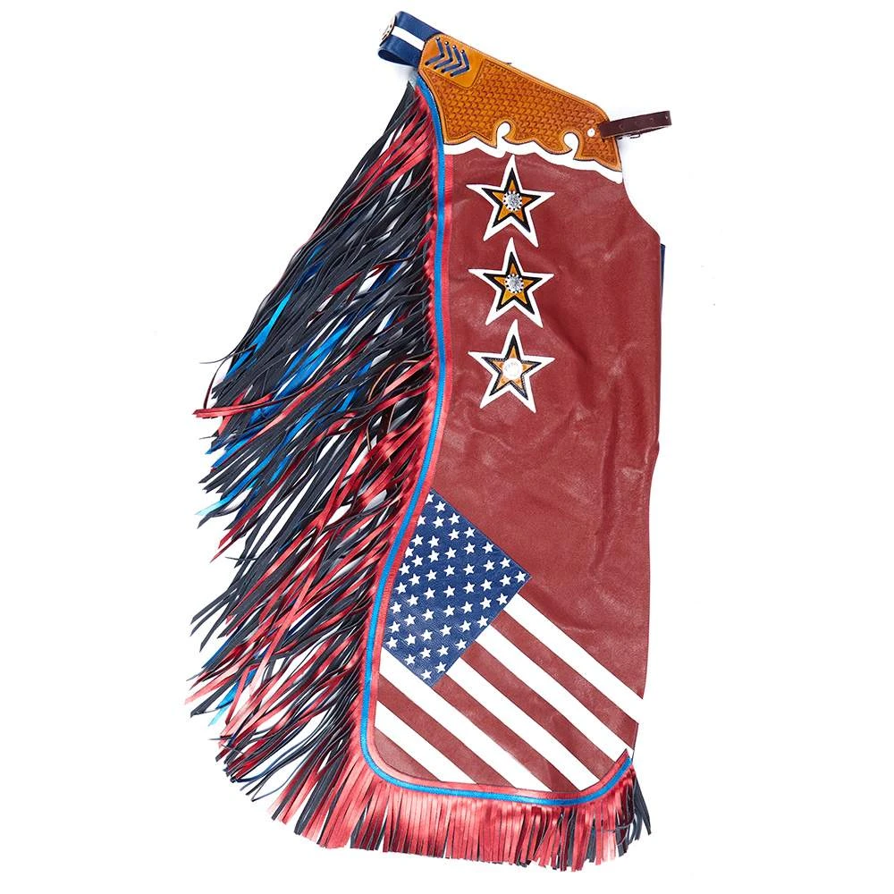 Jerry Beagley Braiding Co. Regular Adult Chap W/Flag - Image 4