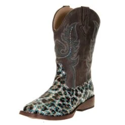 Roper Kids Roper Glitter Leopard 9in. Shaft Cowgirl Boot