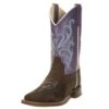 Old West Kids Purple Top Brown Foot Cowgirl Boots