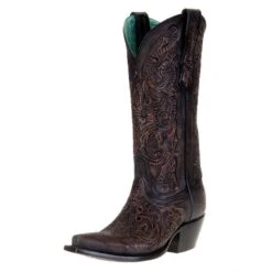 Women's Corral Black Hand Tooled Boot