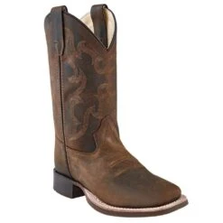 Old West Youth Brown On Brown Square Toe Cowboy Boot