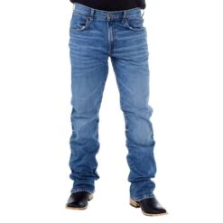 Wrangler Men's Retro Green Slim Boot Haze Wash