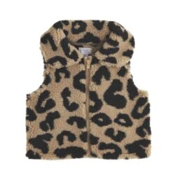 Girl's Mud Pie Leopard Sherpa Vest