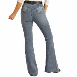 Rock & Roll Denim Women's High Rise Star Back Flare Jeans