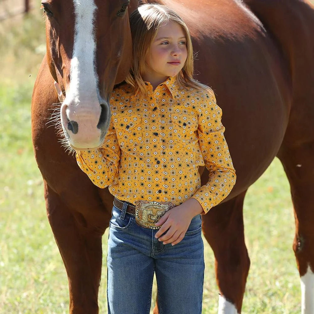 Cruel Girl Girl Geometric Print Western Shirt