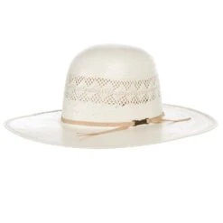 American Hats AHC 6800 Fancy Vent Solid Ivory With Tan Line 4 1/4in. Brim Round Oval Open Crown Cowboy Hat