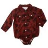 Shea Baby Boy's Long Sleeve Maroon Indian Pearl Snap Onesie