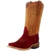Circle G Kids Red Suede Foot With Honey Top Square Toe Cowboy Boot