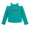Wrangler Girl's Teal Southwestern Logo Cold Shoulder Top