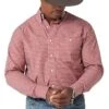 Wrangler Men's George Strait Red Plaid Long Sleeve Button Down