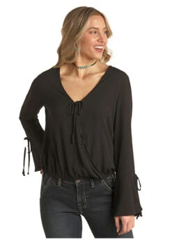 Panhandle Crinkle Surplice Top