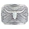 M&F Square Plate Steer Skull Buckle