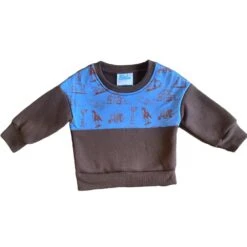 Shea Baby Boy's Brown & Blue Farm Print Pullover