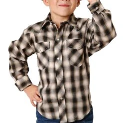 Roper Apparel Boy's Plaid Long Sleeve Snap Shirt