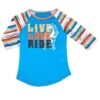 Cowgirl Hardware Toddler Girls Live Love Ride Serape Raglan Tee