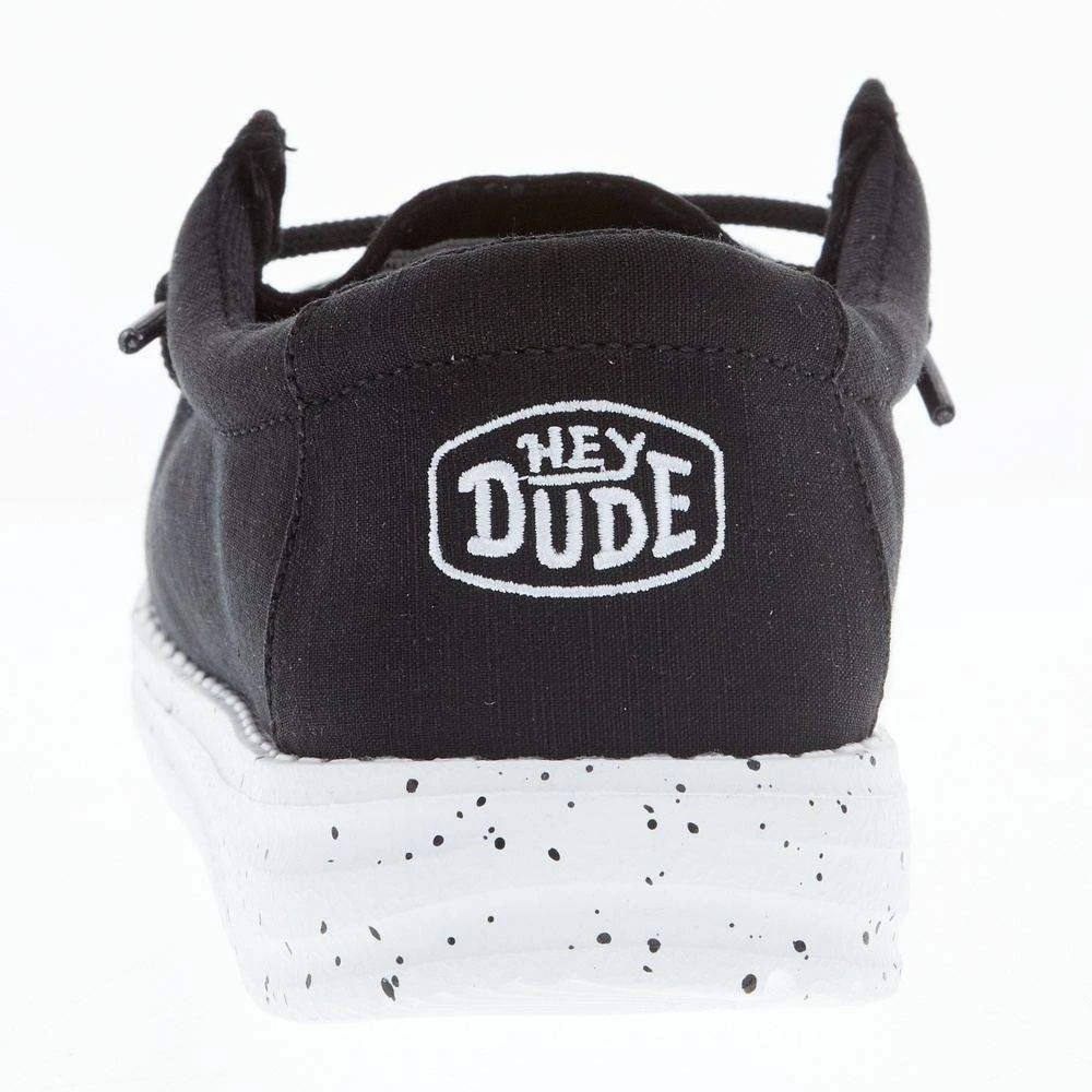 Heydude Youth Hey Dude Wally Slub Black Canvas Casual Shoe - Image 4