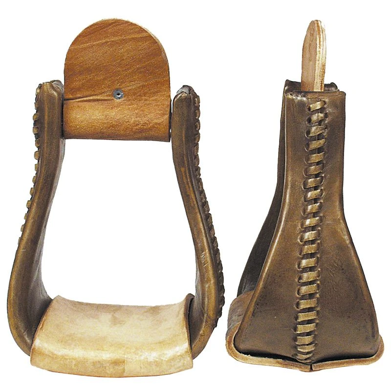 NRS Deluxe Rawhide Covered Wood Bell Stirrups