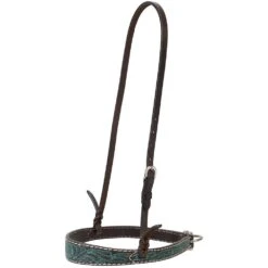 Weaver Leather Turq Cross Carved Turq Flower Noseband Tie Down