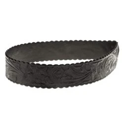 Austin Accent 1-1/2in. Black Floral Leather W/Tie Hat Band