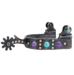 Professionals Choice Purple And Turquoise Dot Youth Spurs