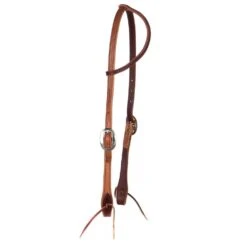 NRS Tack Two Tone Latigo Lined Single Ear Headstall With Brown Stitching