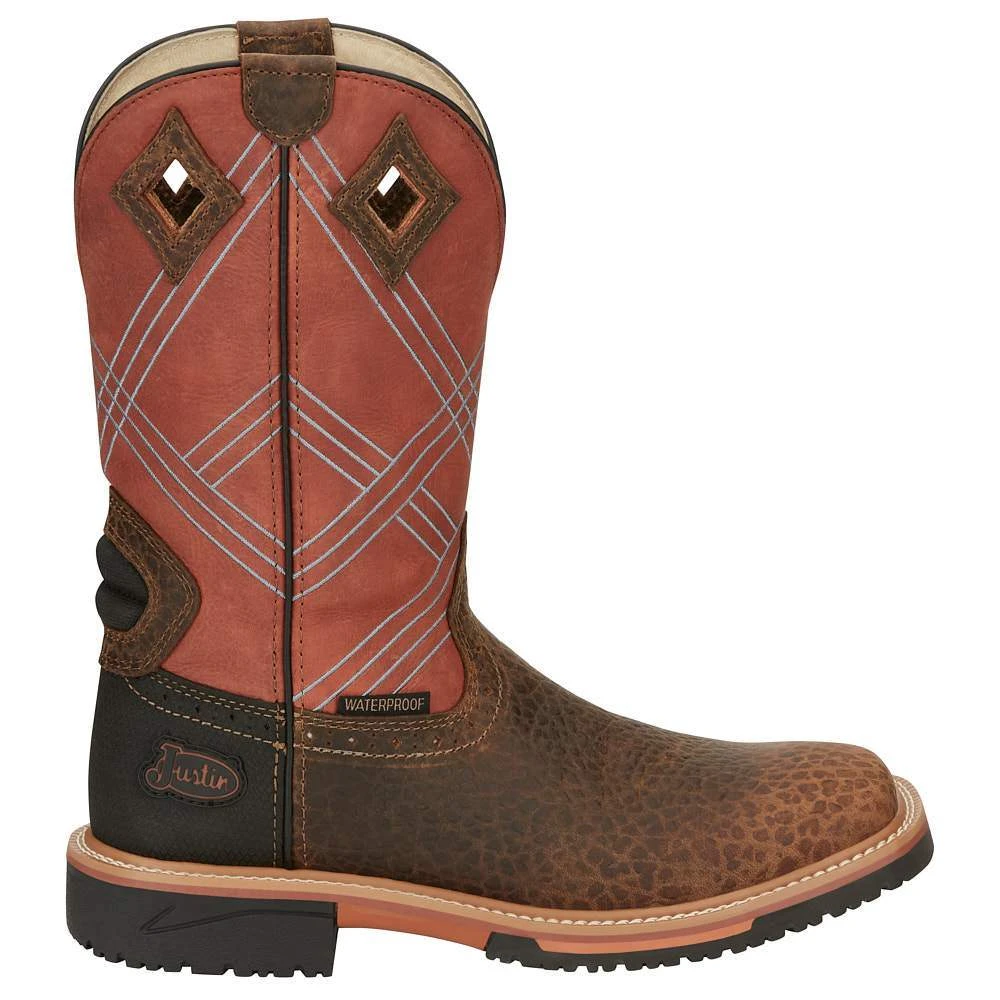 Justin Boots Men's Stampede Hybred Dalhart Brown Waterproof Soft Toe Work Boot - Image 5