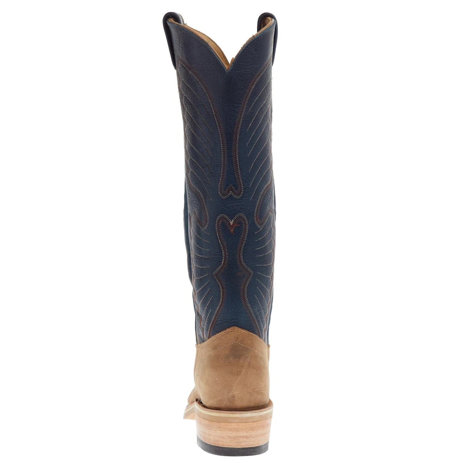 Olathe Boot Company Men`s Sand Angry Elk 16in Indigo Navajo Bison Top Cutter Toe Boot - Image 4