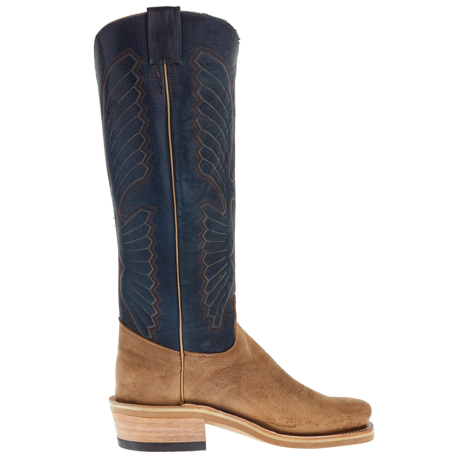 Olathe Boot Company Men`s Sand Angry Elk 16in Indigo Navajo Bison Top Cutter Toe Boot - Image 5