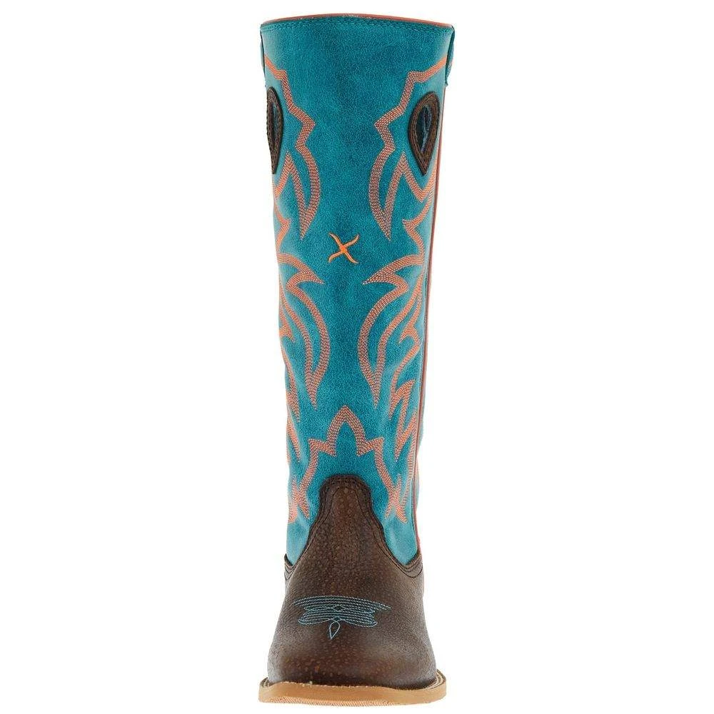 Twisted X Youth Dark Chocolate And Electric Turquoise Buckaroo Boot - Image 2