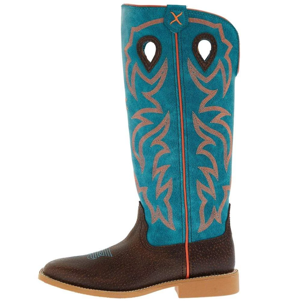 Twisted X Youth Dark Chocolate And Electric Turquoise Buckaroo Boot - Image 3