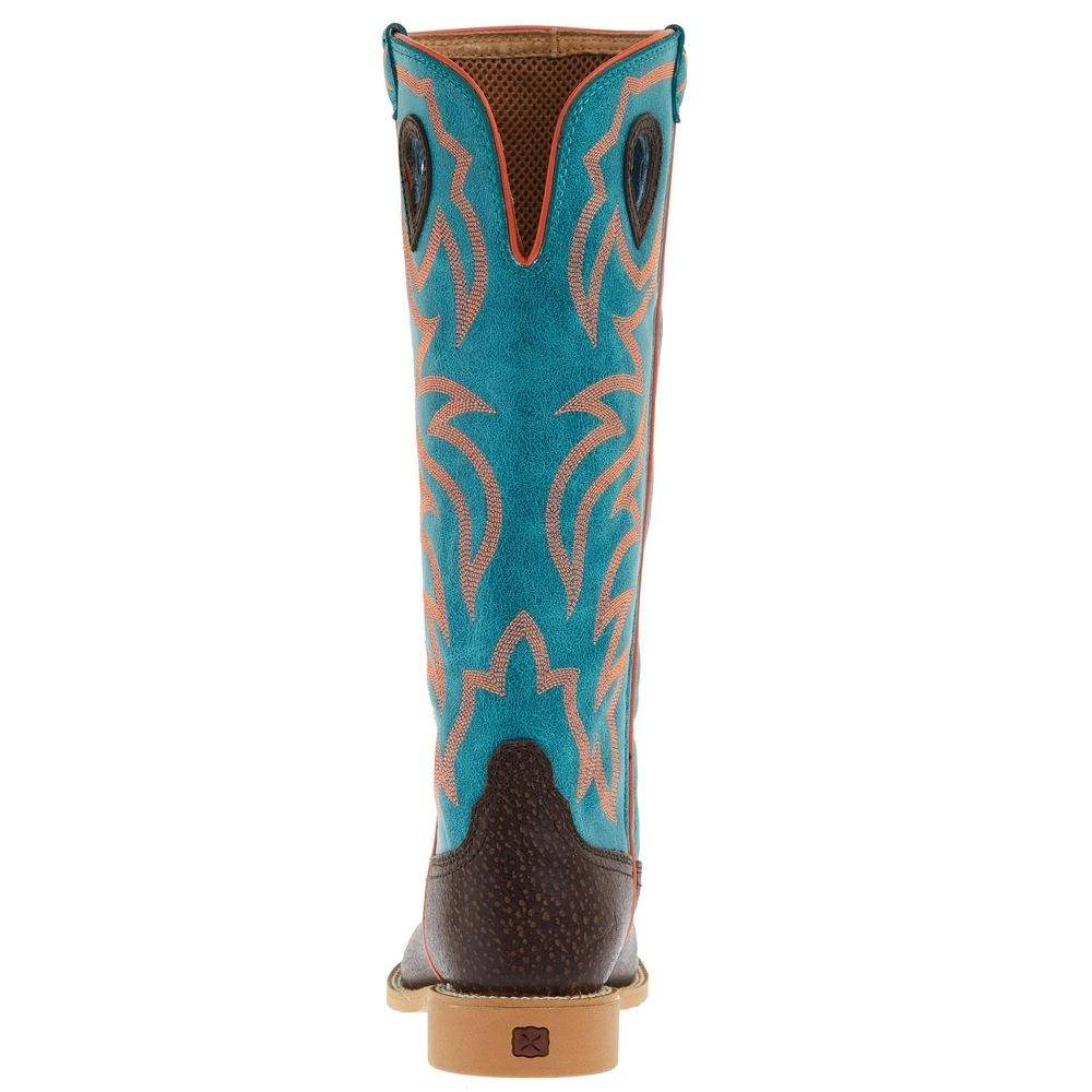 Twisted X Youth Dark Chocolate And Electric Turquoise Buckaroo Boot - Image 4